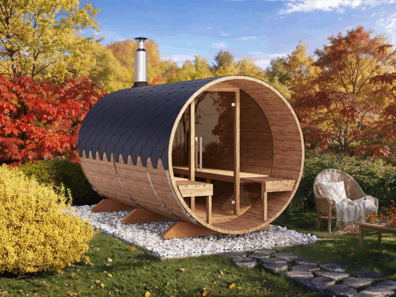 Tønde sauna med panoramaglas