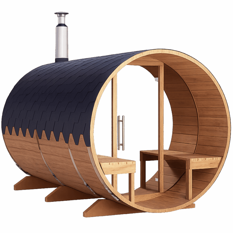 Udendørs sauna klar til brug
